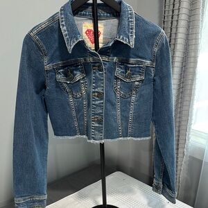 Classic Blue Jean Jacket with Gold Stitching